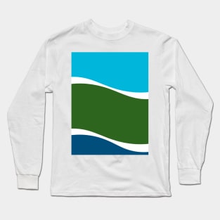 Turquoise Basil Cerulean Waves Long Sleeve T-Shirt